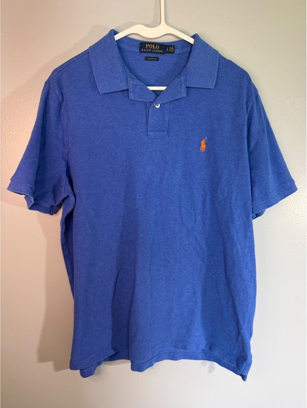 Polo Ralph Lauren Classic Fit Blue Cotton Men's Polo Shirt Size Large